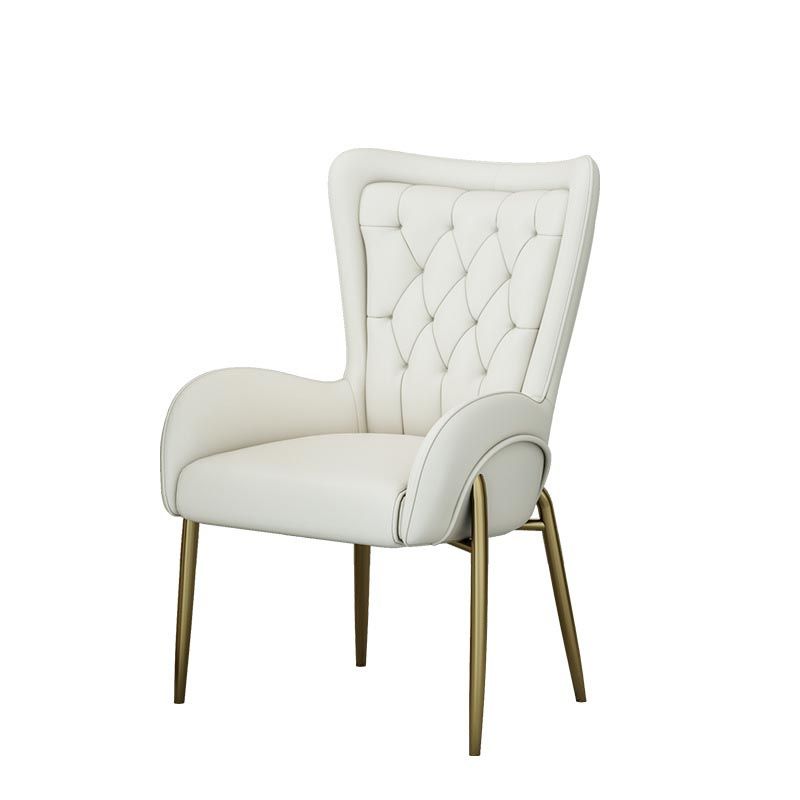 Glam Upholstered Chair Leather Arm Dining Chair with Gold Legs Clearhalo 'Dining Chairs' 'Dining Tables & Seating' 'dining_chair' 'furn' 'furn_dining_chair' 'Furniture' 'Kitchen & Dining Furniture' 1200x1200_88bd610e-5fca-4d49-9b1d-e4e0b498d23d