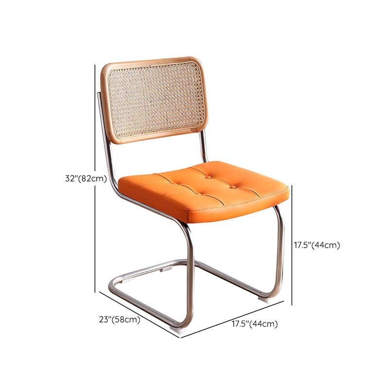 Metalen zijstoel Moderne stijl Open rugarmloze stoel met zilveren been