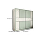Green and White Bedroom Storage Cabinet Modern Sliding Door Cabinet with Drawers