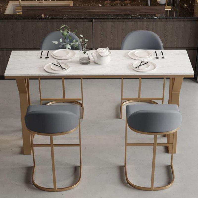 Rectangle Metal Base Bar Table Glam Sintered Stone Top Bistro Bar Table Clearhalo 'Bar Furniture' 'Bar Tables' 'bar_tables' 'furn' 'furn_bar_tables' 'Furniture' 'Kitchen & Dining Furniture' 1200x1200_88bf7977-ebf4-4bb4-ad65-3627acd79a43