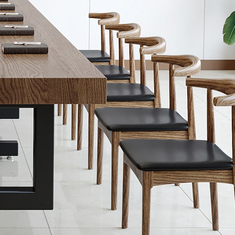 Scrivania da ufficio in legno di pino industriale scrivania rettangolare marrone con base metallica