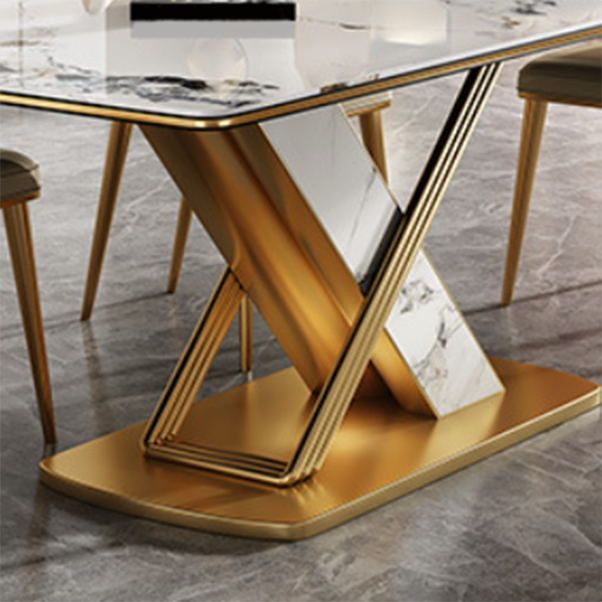 Luxurious Rectangle Dining Set 1/4/6/7 Pieces Sintered Stone Top Dinette Table Set Clearhalo 'Dining Room Sets' 'Dining Tables & Seating' 'dining_room_set' 'furn' 'furn_dining_room_set' 'Furniture' 'Kitchen & Dining Furniture' 1200x1200_88bf9e33-2e44-4578-80b3-5b06401045a5