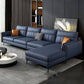 Faux Leather Stain-Resistant Sectional with Pillow Back for Four People Clearhalo 'furn' 'furn_sectionals' 'Furniture' 'Living Room Furniture' 'Sectionals' 1200x1200_88bfa53c-8a55-44a8-94f1-fadfe45c130e