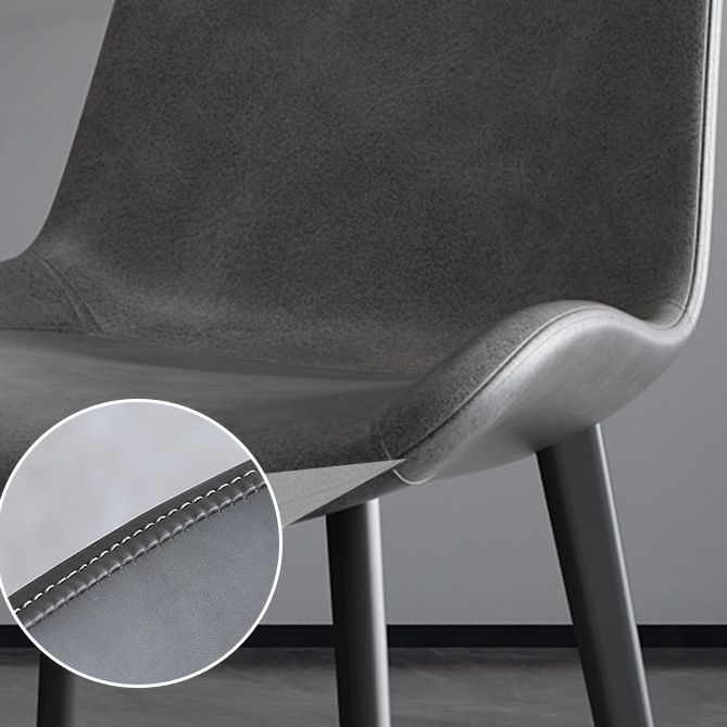 Chaise de salle à manger de cuisine sans bras chaise Parsons en cuir en cuir