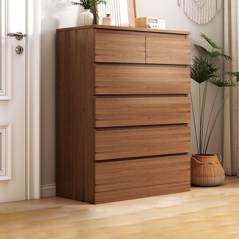 Gabinete lateral de cofre de acento de madera de estilo contemporáneo con cajones