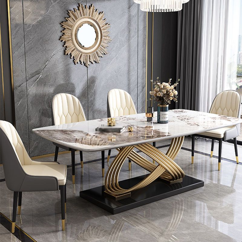 Nordic Glam Sintered Stone Dining Table Set 1/2/5/7 Pieces Dining Set for Home Clearhalo 'Dining Room Sets' 'Dining Tables & Seating' 'dining_room_set' 'furn' 'furn_dining_room_set' 'Furniture' 'furniture_dining_room_set' 'Kitchen & Dining Furniture' 1200x1200_88c34e21-9ec3-4274-9f08-db333e6b97b4