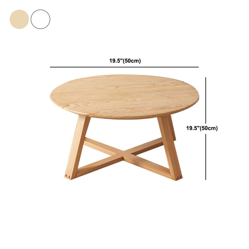 Cross Legs Coffee Table Minimalist Solid Wood Round Coffee Table