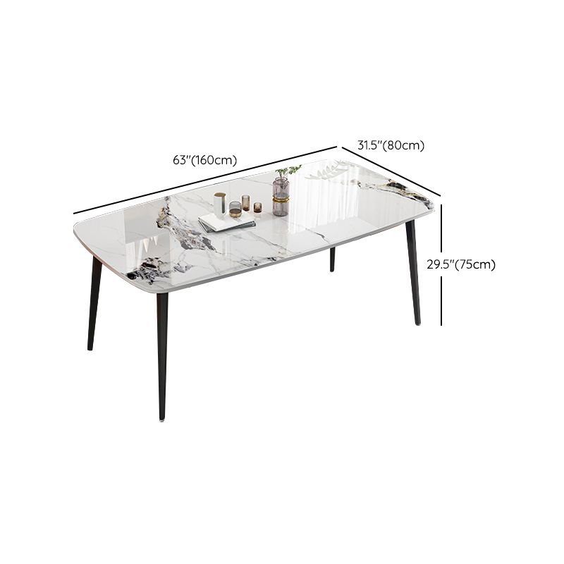 Modern Stone Rectangle Dining Table 4 Metal Legs for Dining Room Clearhalo 'Dining Tables & Seating' 'Dining Tables' 'dining_table' 'furn' 'furn_dining_table' 'Furniture' 'Kitchen & Dining Furniture' 1200x1200_88c62b62-3b05-4037-9bb0-7d1830eac6ce