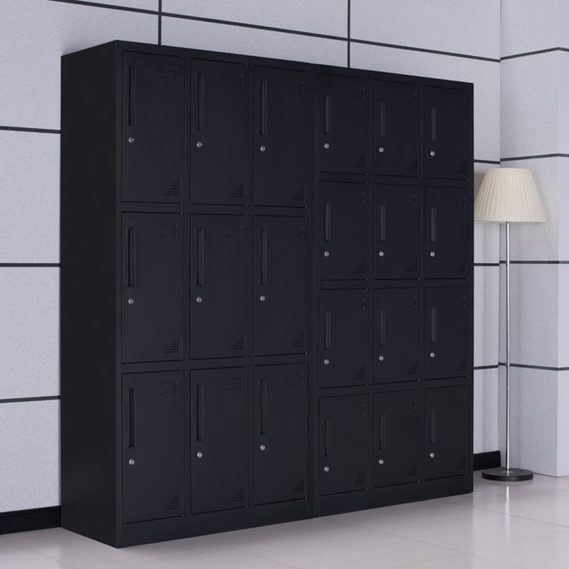 Black Steel Wardrobe with Hinged Door Industrial Storage Cabinet for Bathroom Clearhalo 'Armoires & Wardrobes' 'armoires_wardrobes' 'Bedroom Furniture' 'furn' 'furn_armoires_wardrobes' 'Furniture' 1200x1200_88ca12bb-b35e-46f2-917d-a4b9fc1f34a5