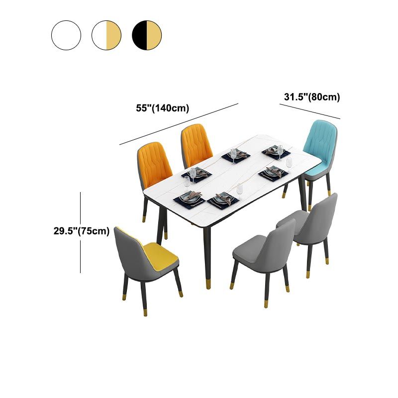 Rechthoekige gesinterde stenen eettafel luxe 4 poten meubels in matte afwerking voor thuis