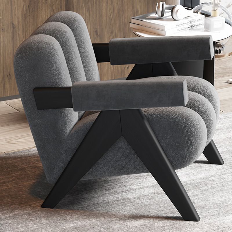 Wood Frame Accent ArmChair Sewn Pillow Back Sled Chair in Gray Clearhalo 'Accent Chairs' 'accent_chairs' 'Chairs & Seating' 'furn' 'furn_accent_chairs' 'Furniture' 'Living Room Furniture' 1200x1200_88ce080a-1c36-427c-90d2-6c95bb54a86f