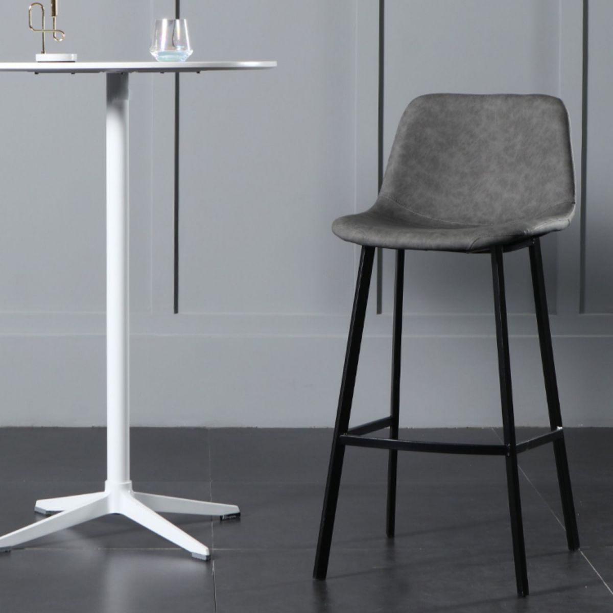 Scandinavian Footrest Reception Stool Matte Finish Faux Leather Barstool Clearhalo 'Bar Furniture' 'Bar Stools' 'bar_stools' 'Furniture' 'furniture_bar_stools' 'Kitchen & Dining Furniture' 1200x1200_88d0002c-0a64-4bdb-bd2a-5f06c38893e0