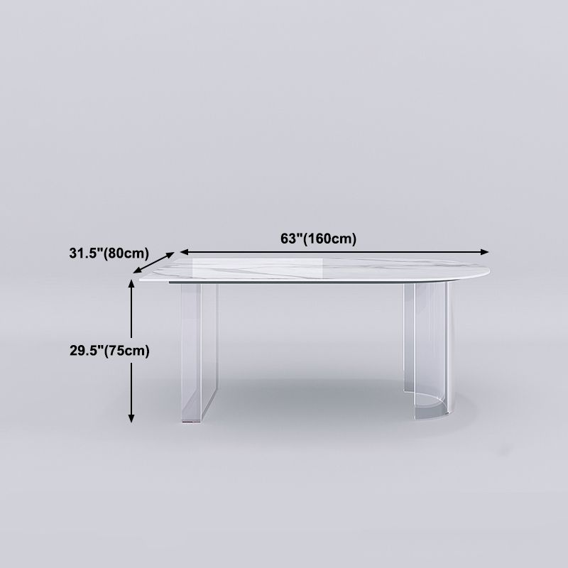 Stone Center Top Dining table Acrylic Double Pedestal Modern White Dinette Table Clearhalo 'Dining Tables & Seating' 'Dining Tables' 'dining_table' 'furn' 'furn_dining_table' 'Furniture' 'furniture_dining_table' 'Kitchen & Dining Furniture' 1200x1200_88d00a62-e6a5-44f5-b116-c62f29bd0036