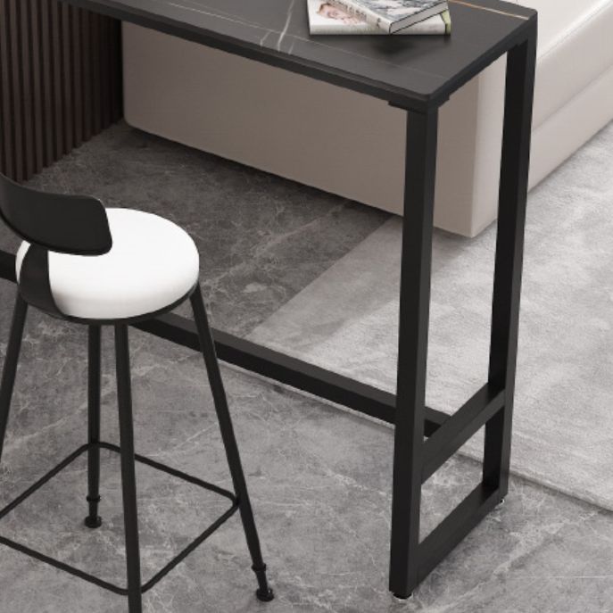 Indoor Stone and Steel Bar/Dinette Table Rectangle Industrial Trestle Bistro Bar Desk Clearhalo 'Bar Furniture' 'Bar Tables' 'bar_tables' 'furn' 'furn_bar_tables' 'Furniture' 'Kitchen & Dining Furniture' 1200x1200_88d09631-1afa-402d-960d-93796e50447a