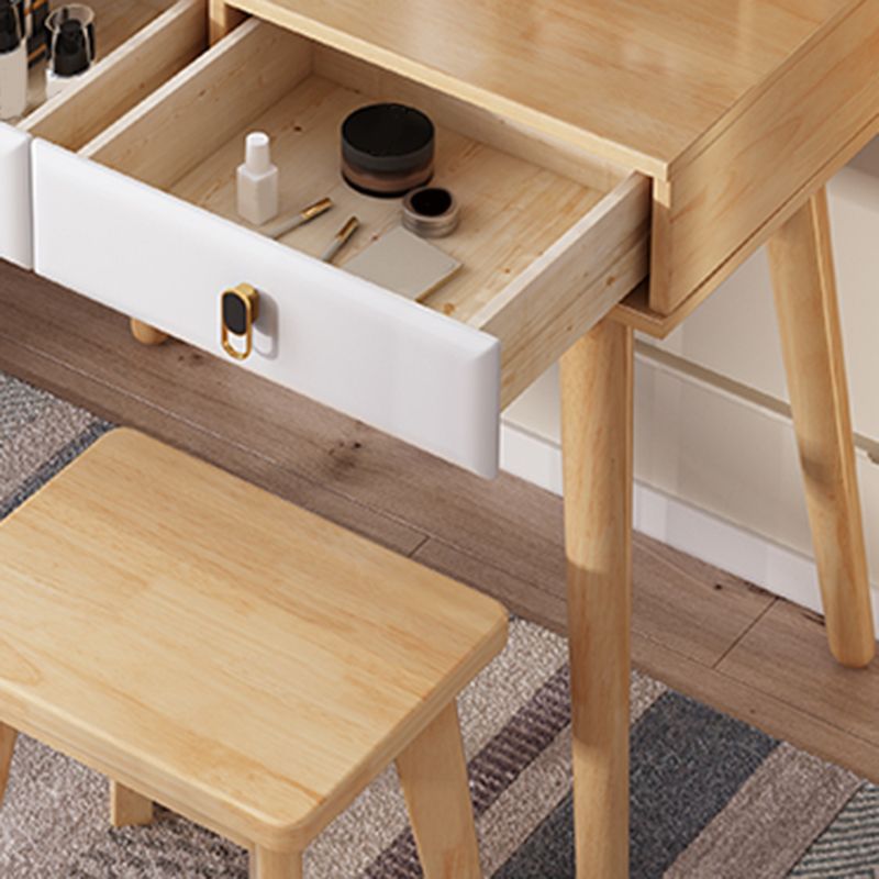 2-Drawers Mirror Table Dressing Table Solid Wood Make-up Vanity Clearhalo 'Bedroom Furniture' 'furn' 'furn_makeup_vanities' 'Furniture' 'Makeup Vanities' 'makeup_vanities' 1200x1200_88d1e74e-7110-443a-abc4-4c9bdeac0909