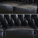 伝統的なリビングルームブラックタフトロールアーム標準座席