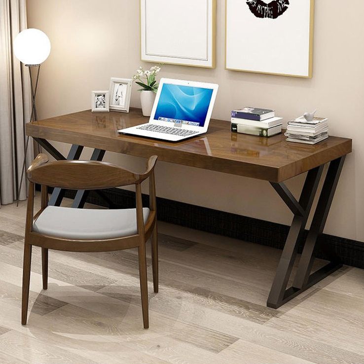 Escritorio de escritura de madera escritorio de oficina industrial rectangular con patas de metal