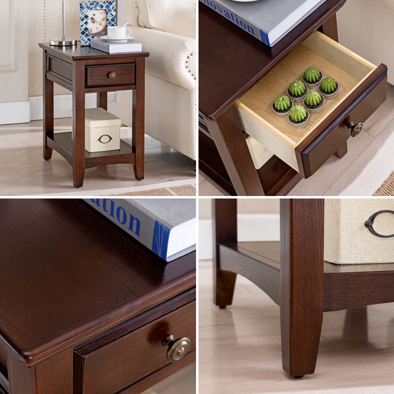 モダンな長方形の上部サイド表23.62 "ストレージ付きの高層材のエンドテーブル