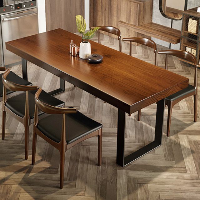 Industrial Double Pedestal Dining Table Rectangle Pine Solid Wood Dining Table