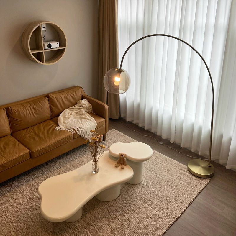 Scandinavian Cream Wood Coffee Table 2 Legs Irregular Cocktail Table Clearhalo 'Coffee & Accent Tables' 'Coffee Tables' 'coffee_tables' 'furn' 'furn_coffee_tables' 'Furniture' 'Living Room Furniture' 1200x1200_88d74715-df48-4c78-a062-87844dd1afe2