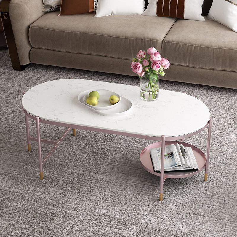 Contemporary Elliptical Glass & Slate Coffee Cocktail Table with Storage Shelf Clearhalo 'Coffee & Accent Tables' 'Coffee Tables' 'coffee_tables' 'furn' 'furn_coffee_tables' 'Furniture' 'Living Room Furniture' 1200x1200_88d8b021-9e03-4cfc-a4e4-1d28237d667d