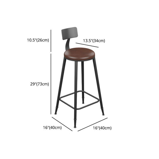 Industrial Armless Counter Stool Steel Cafe Bar Stool with Leather Cushion and Pedal Clearhalo 'Bar Furniture' 'Bar Stools' 'bar_stools' 'furn' 'furn_bar_stools' 'Furniture' 'furniture_bar_stools' 'Kitchen & Dining Furniture' 1200x1200_88d8e3cf-4640-44fb-a7a5-13fd327c9673