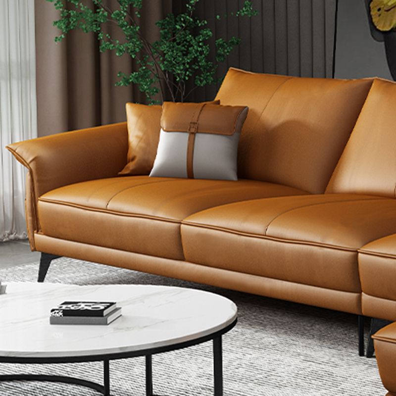 Canapé en cuir authentique résistant aux taches orange scandinave et chaise