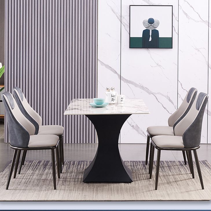 Faux lederen eetkamerstoel glamourstijl Parsons armloze zijstoel