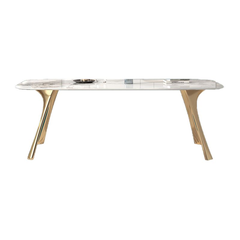 Tavolo da pranzo tradizionale di lusso con tavolo da pranzo superiore rettangolo di pietra bianca per cucina