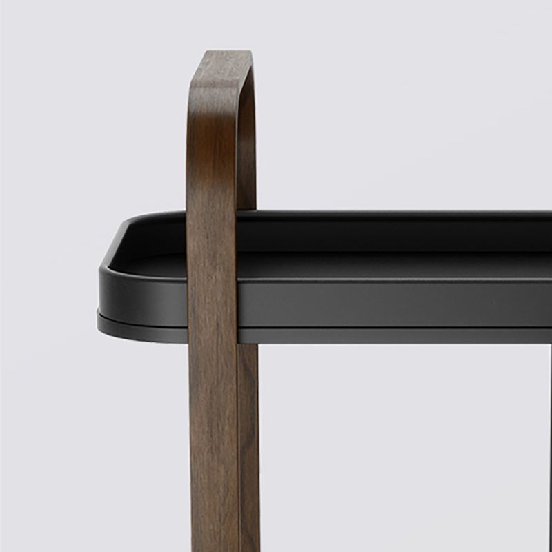 Tavolo laterale superiore del vassoio rettangolo in legno Tavolo da 31,5 pollici con ruota e scaffale