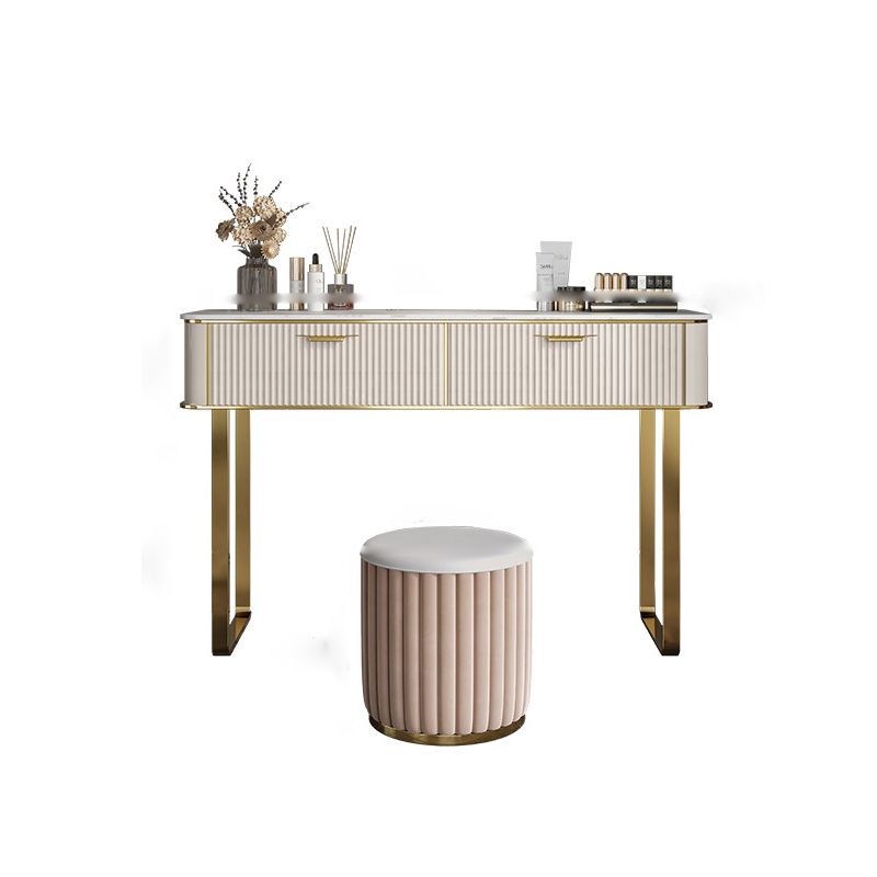 Tavolo da toeletta da toeletta per vanità per trucco in legno in ardeggio glam con 2 cassetti