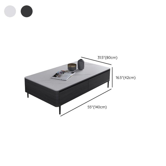 Rectangular Slate 4 Legs Coffee Table Modern 1 Single Cocktail Table with 4 Drawers Clearhalo 'Coffee & Accent Tables' 'Coffee Tables' 'coffee_tables' 'furn' 'furn_coffee_tables' 'Furniture' 'Living Room Furniture' 1200x1200_88e18cce-fffc-45fe-98a1-e27c4f36e893
