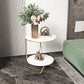Modern Metal C Side Table Round Slate Side End Table with Shelf