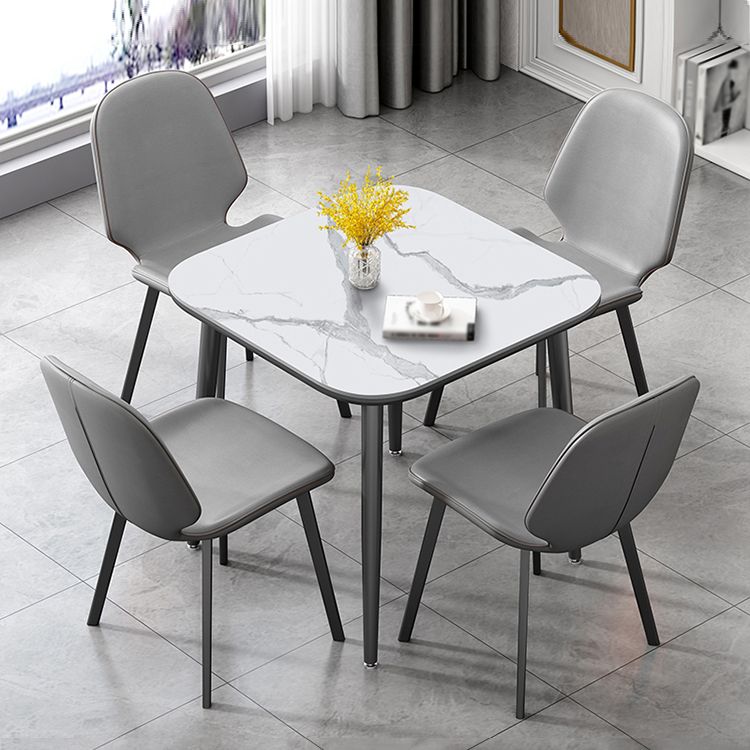 31.5-inch Metal Industrial Dining Table Sintered Stone Top Table with 4 Legs Clearhalo 'Dining Tables & Seating' 'Dining Tables' 'dining_table' 'furn' 'furn_dining_table' 'Furniture' 'furniture_dining_table' 'Kitchen & Dining Furniture' 'kitchen' 'kitchen_dining_table' 1200x1200_88e67734-7cc2-4104-bab8-5638d5246786