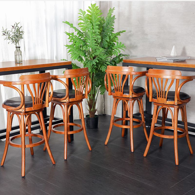 Tabouret de comptoir en bois massif glamour tabouret de bar à barre en cuir faux en cuir