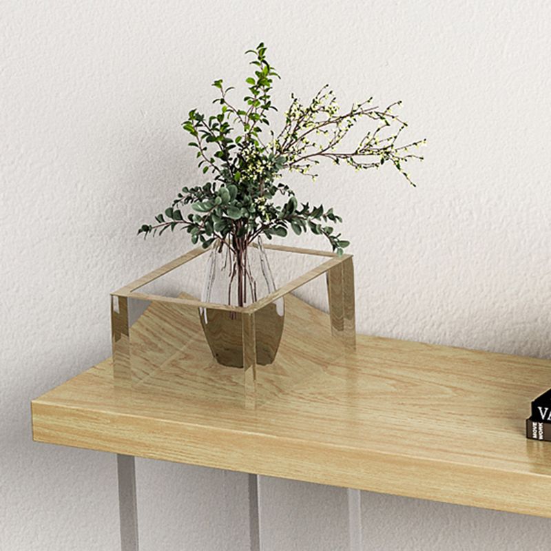 Contemporary Wooden Console Accent Table with Acrylic Bracket for Hall