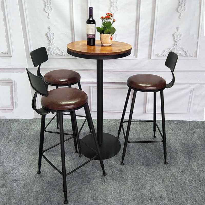 Industrial Black Iron Bar Table Natural Wood Top Indoor 41.3"H Bistro Table with Pedestal Clearhalo 'Bar Furniture' 'Bar Tables' 'bar_tables' 'furn' 'furn_bar_tables' 'Furniture' 'furniture_bar_tables' 'Kitchen & Dining Furniture' 'kitchen&dining_furn' 'kitchen' 1200x1200_88e708d9-6857-4e24-8c20-23bb5702e36d
