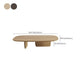 Table de cocktail basse elliptique moderne en bois de pin avec 2 pieds