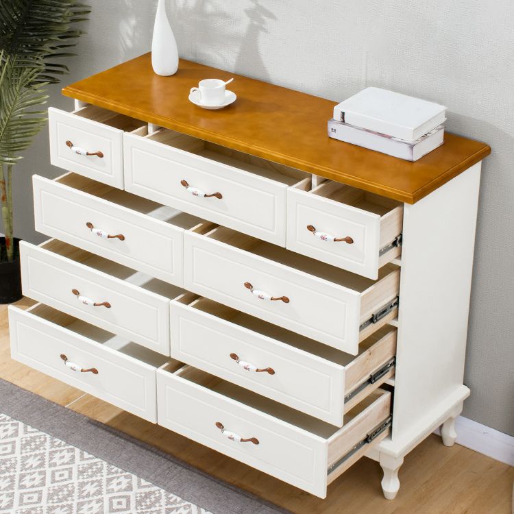 Modern Wooden Accent Chest with 9 Drawers with Cabriole Legs Chest