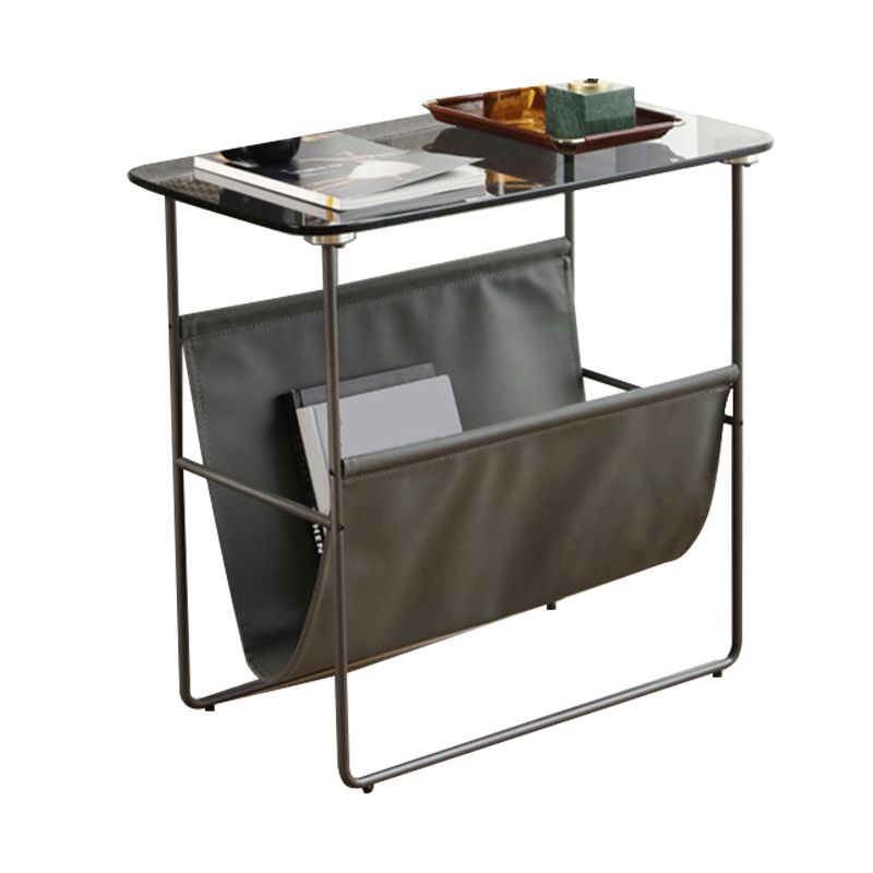 Tabella superiore in vetro rettangolare 26.38 "W x 14.96" D x 23.23 "TABELLO DI FINE H con scaffale