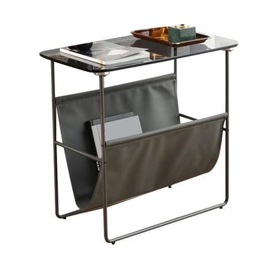 Tabella superiore in vetro rettangolare 26.38 "W x 14.96" D x 23.23 "TABELLO DI FINE H con scaffale