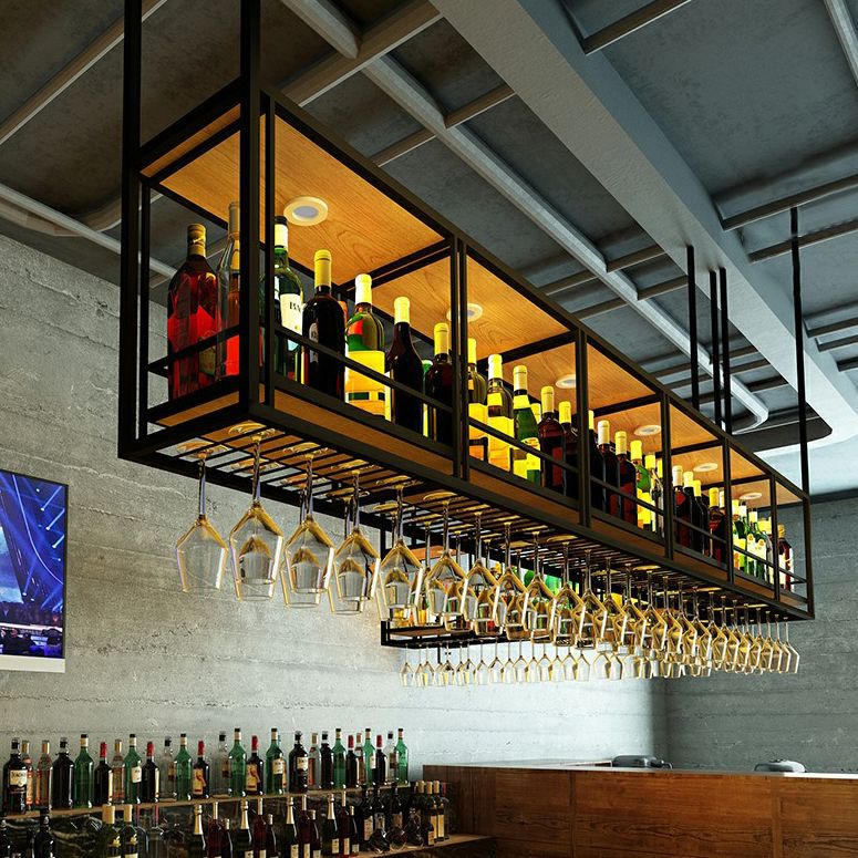 Metaalhangende wijnglasrek Moderne zwarte kleur wijnrek kit