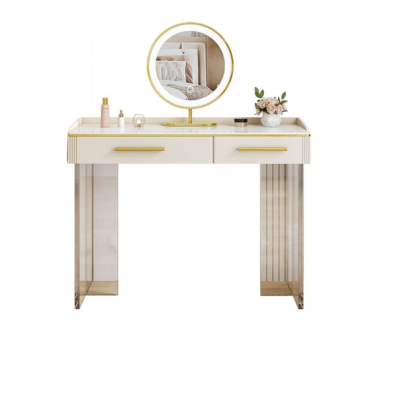 Tavolo da toeletta da top in pietra contemporanea con 2 cassetti e base acrilica