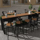 Modern Style Bar Table Solid Wood and Black Iron Base Coffee Shop Bar Table Clearhalo 'Bar Furniture' 'Bar Tables' 'bar_tables' 'furn' 'furn_bar_tables' 'Furniture' 'furniture_bar_tables' 'Kitchen & Dining Furniture' 'kitchen&dining_furn' 'kitchen' 1200x1200_88ef51c5-b664-47f2-8114-98813fa0b19a