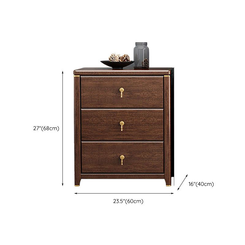 Commode de rangement en bois de noyer Glam Commode de chambre à coucher en marron avec tiroirs