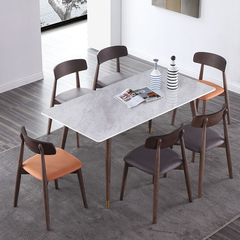 Rectangle Grey Dining Table Rubberwood Solid Wood Legs Dining Table Clearhalo 'Dining Tables & Seating' 'Dining Tables' 'dining_table' 'furn' 'furn_dining_table' 'Furniture' 'Kitchen & Dining Furniture' 1200x1200_88f0307d-17de-40fd-8dd7-116ac08c7c46