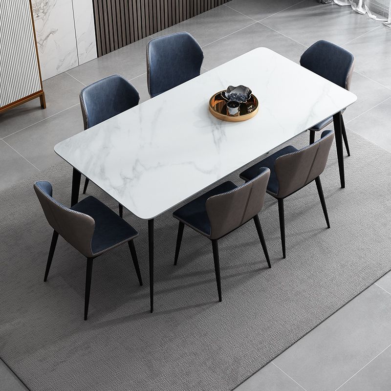 White Stone Dining Table Industrial Rectangle Dining Table for Dining Room Clearhalo 'Dining Tables & Seating' 'Dining Tables' 'dining_table' 'furn' 'furn_dining_table' 'Furniture' 'Kitchen & Dining Furniture' 1200x1200_88f23937-270c-462a-8f2b-ed19378cbeb3