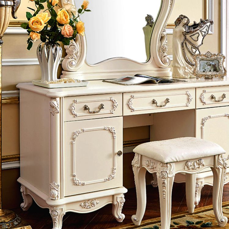 Set di sgabelli da letto per la scrivania del trucco vittoriano per il trucco da letto con cassetto