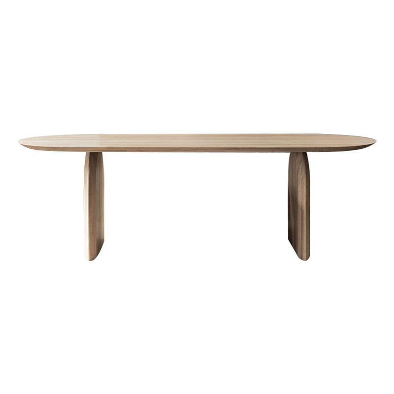 Oval Double Pedestal Modern Dining Table Wood Color Fixed Table of Solid Wood Clearhalo ' dining_table' 'Dining Tables & Seating' 'Dining Tables' 'furn' 'furn_dining_table' 'Furniture' 'furniture_dining_table' 'Kitchen & Dining Furniture' 'kitchen&dining_furn' 'kitchen' 'kitchen_dining_table' 1200x1200_88f3c54c-2943-4853-bf09-912d451fa79d