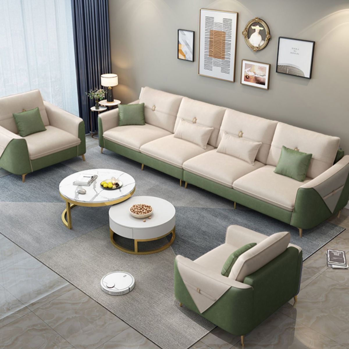 Modern Standard Square Arm Faux Leather Stain Resistant Sofa Couch